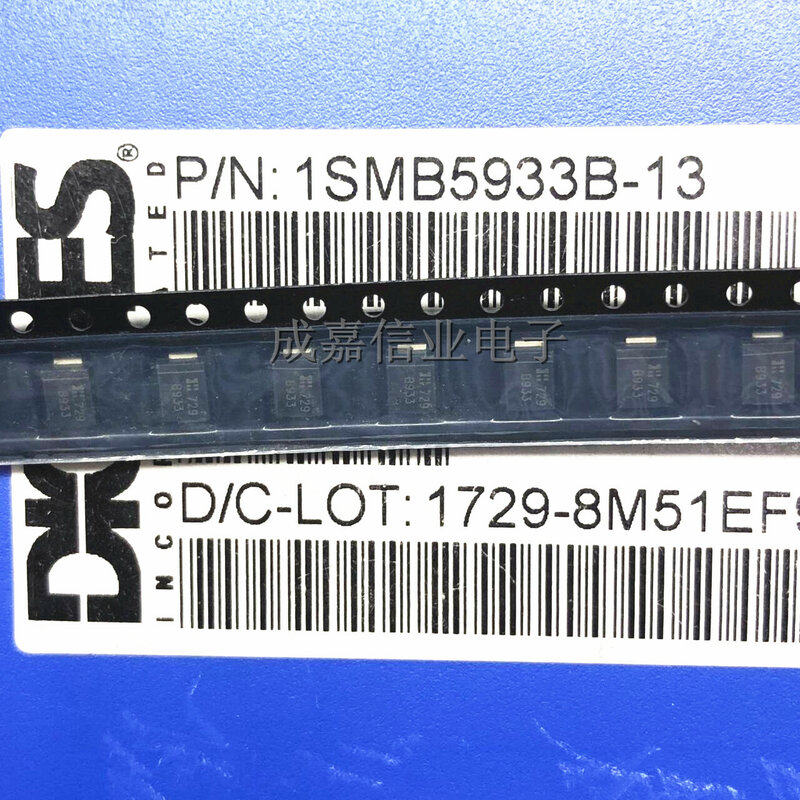 زينر ثنائي واحد مع درجة حرارة تشغيل ثنائية الدبوس:- 65 C-+ 33c ، 1 smb59b-13 SMB ، وضع العلامات ، B933 ، 22V ، 10000 لكل لوت