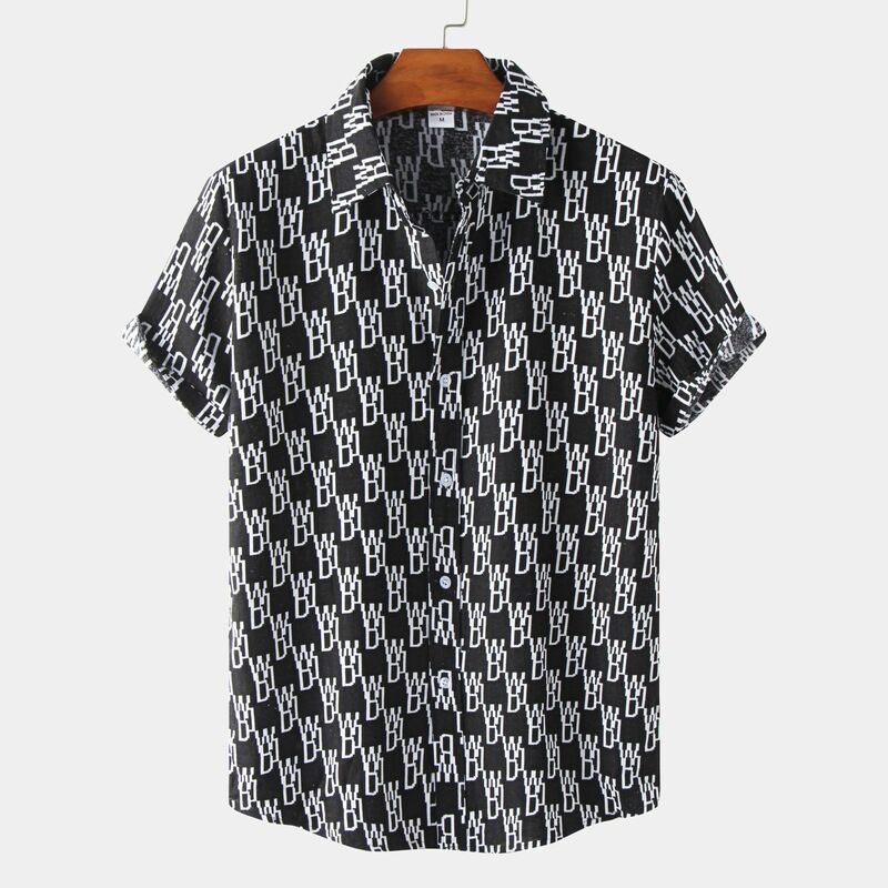 Camisa de praia havaiana masculina, camisa de emenda Graffiti estampada 3D, blusa manga curta, moda streetwear, vocação verão
