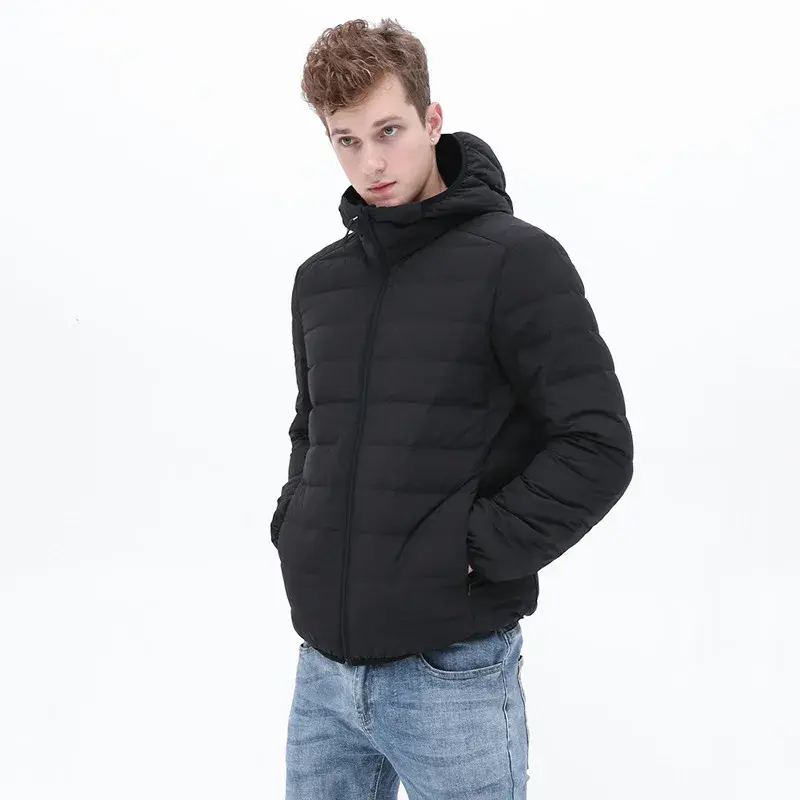 フード付きメンズカジュアルジャケット,白いダックダウンコート,暖かい,秋,冬,新しいファッション,最高品質,90%