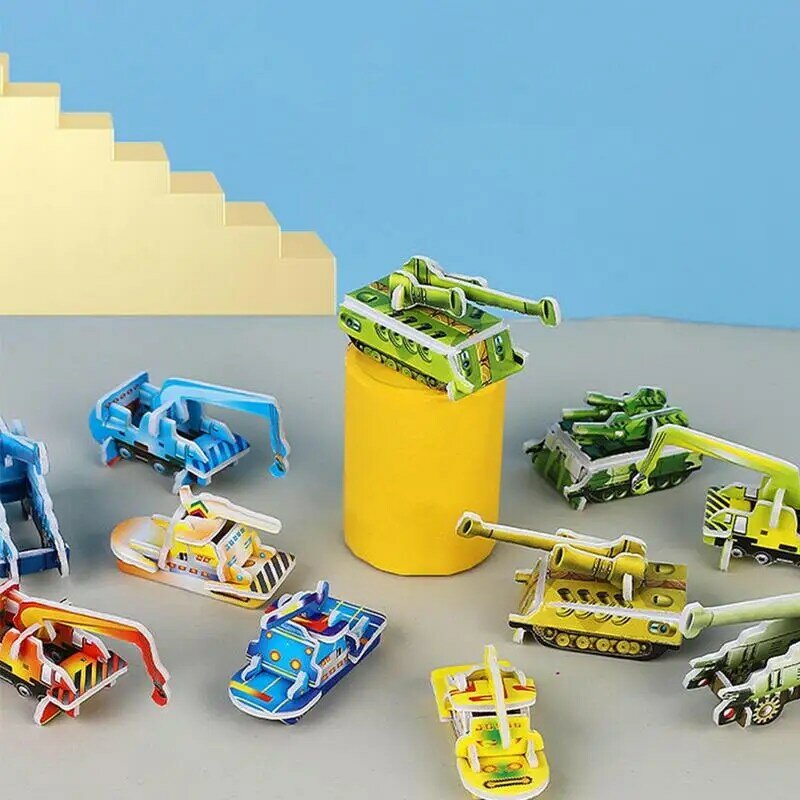 10 szt. Puzzle ze zwierzętami 3D dla dzieci zabawki Montessori edukacyjna zabawna DIY ręczny montaż trójwymiarowy zabawkowy Model dla chłopca dziewczynki