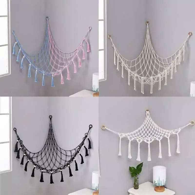Stuffed Animals Toys Hammocks,Kids Toys Storage Organizer ，Space Saving，Colorful Cotton Rope Net For Decorate Children's Rooms