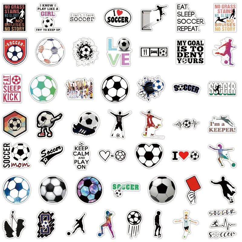 50 sztuk/worek piłkarskich naklejek na piłkę nożną estetyczne sportowe naklejki Graffiti na Laptop telefon bagaż z wycinkami deskorolka samochodowa