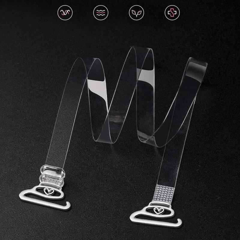 Correias antiderrapantes ajustáveis transparentes para sutiã, sutiã flexível, alças invisíveis para uso diário, 1 par