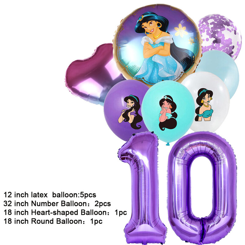 NEW Jasmine Princess Aladdin Theme Birthday Party Decorative Disposable Tableware Background Balloon Baby Shower Kid Girl Gift