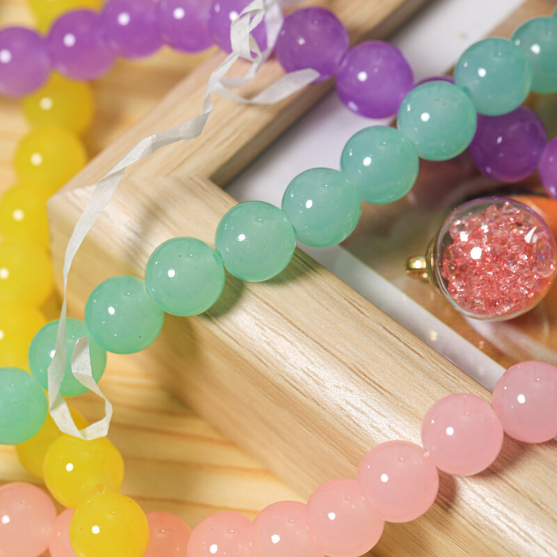 240 stücke 10mm Glas Perlen Nachahmung Jade für DIY Armband Armreif, Der 34 Arten von Farben Könnte Zu Wählen