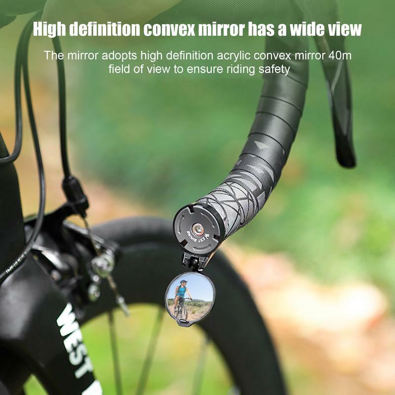 Bicicleta guiador convexo espelho, espelho retrovisor, anti-reflexo, anti explosão, 360 Rotatable, Proffesional, Bar End