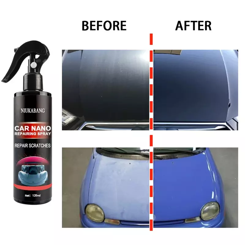 Produk semprot perbaikan Nano mobil 120ml, agen lapisan detail goresan perbaikan mantel keramik pembersih mobil mengkilap untuk mobil
