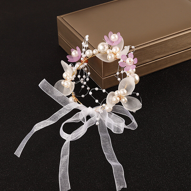 Kwiat na nadgarstek perłowy kryształ stanik druhna dzieci opaska na rękę z kwiatem małżeństwo piękne ślub panny młodej bransoletki biżuteria dziewczęca