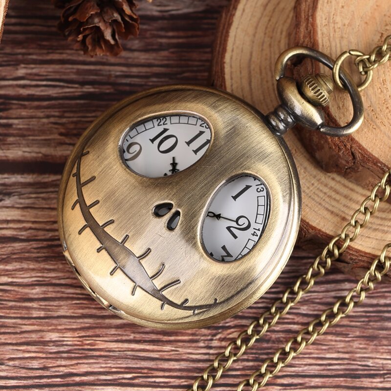 Vintage Bronze Big Eyes Design Quartz Pocket Watch collana regali moda nuovi uomini donne squisiti orologi Relogios Clock