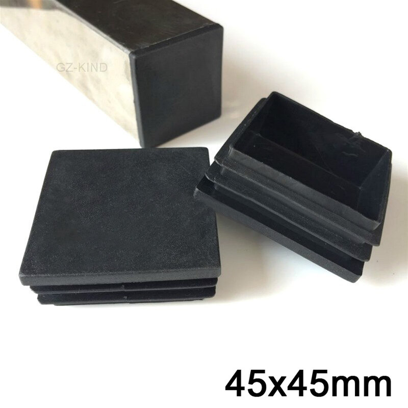 Bouchons de Tube carrés en plastique noir, 45x45mm, 2/5/10 pièces