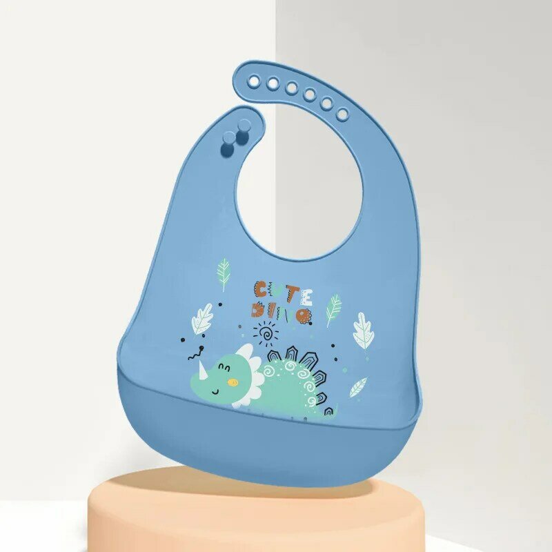Silicone Baby Bib Adjustable Animal Print Waterproof Saliva Dripping Bibs Soft Edible Silicone Saliva Towel Drooling Baby Scarf