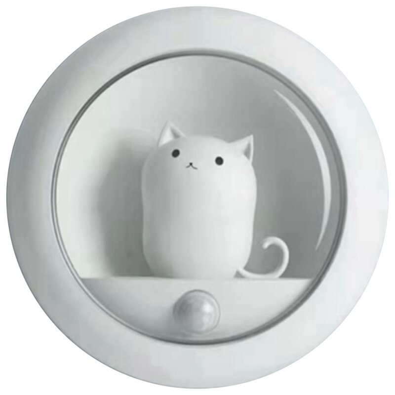 Schattige Led Nachtlampjes Cat Automatische Lichtdetectie Bewegingssensor Nachtlampje Usb Oplaadbare Kinderkamer Desktop Decor