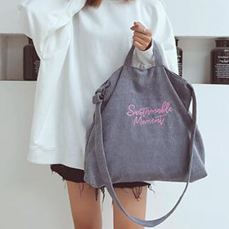 Corduroy Canvas Bag Female Simple Literary Shoulder Bag Ladies Casual Shoulder Bag