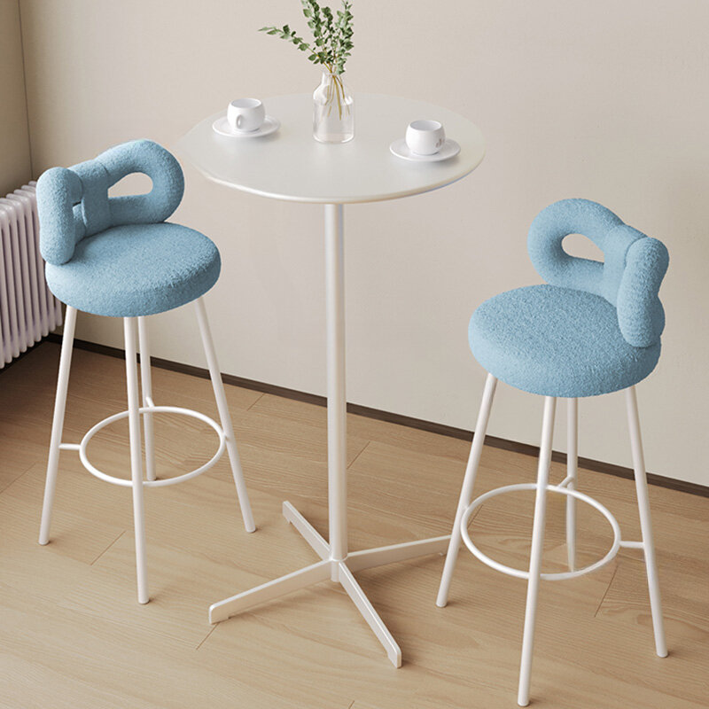 Modern Minimalist Bar Chairs Nordic Iron Backrest Bar Chairs Home Kitchen High Bar Stools Light Luxury Coffee Shop Front Chair
