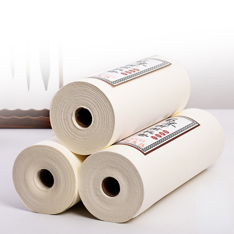 Rolo de papel xuan chinês arroz cru papier caligrafia papel de pintura meio maduro papel xuan branco rijstpapier carta di riso