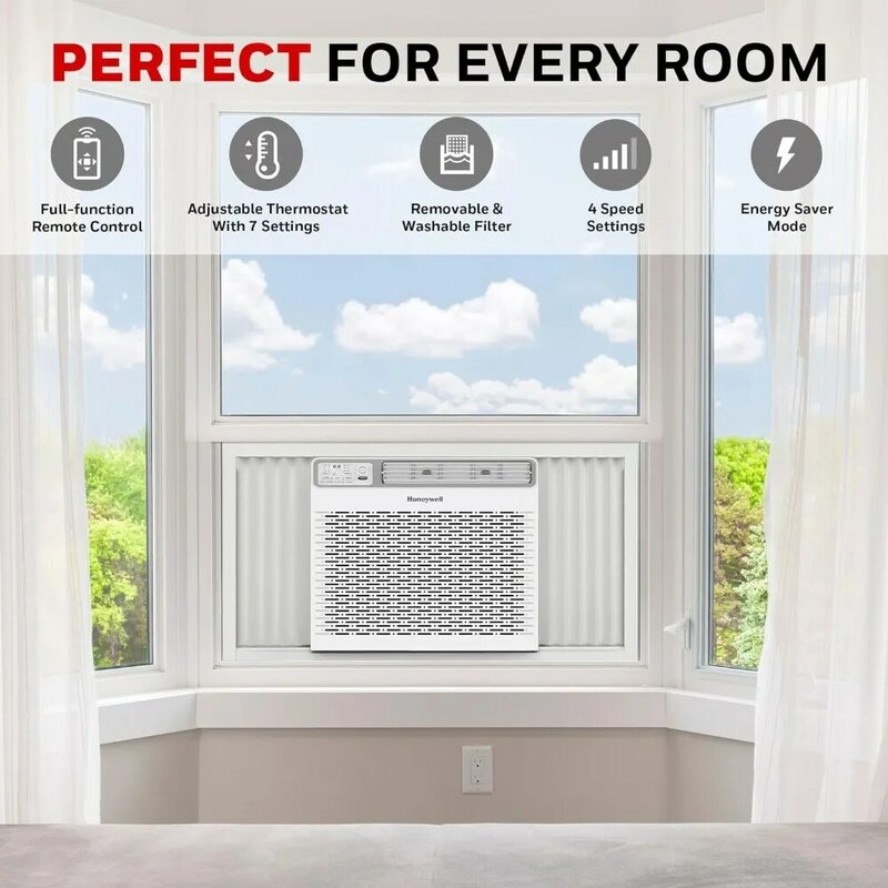 14,000 BTU Digital Window Air Conditioner, Remote, LED Display, 4 Modes, Eco, 800 sq ft Coverage