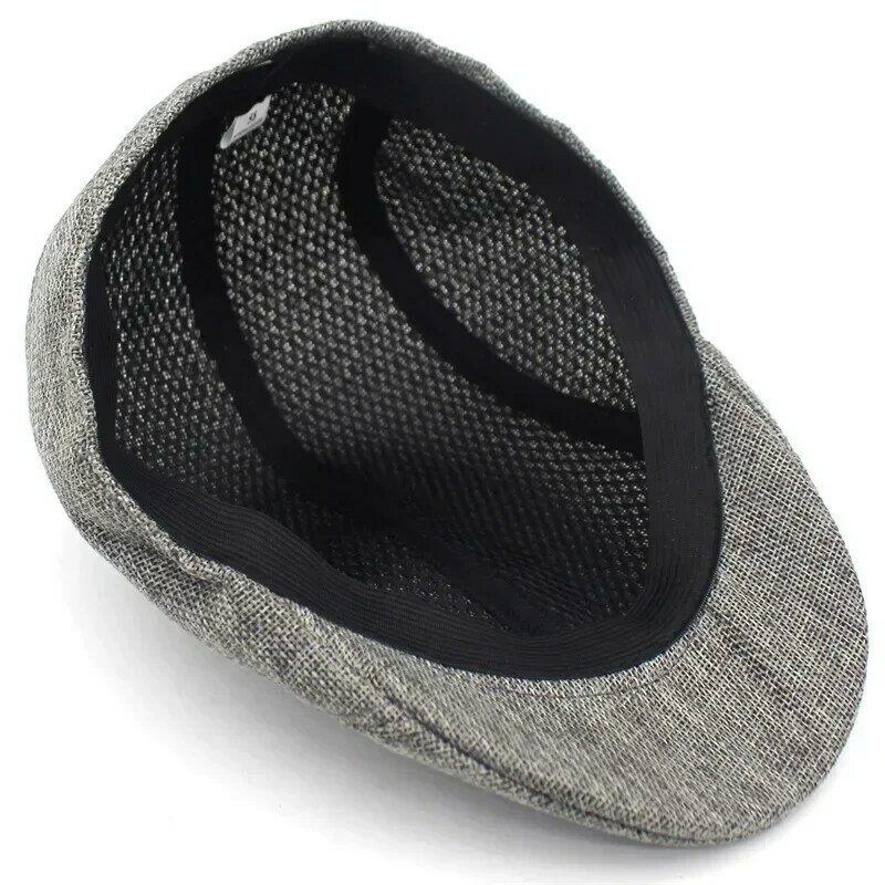 Sombrero transpirable de lino para hombre y mujer, Boina sólida de viaje, protección solar para caminar, lengua de pato, Verano