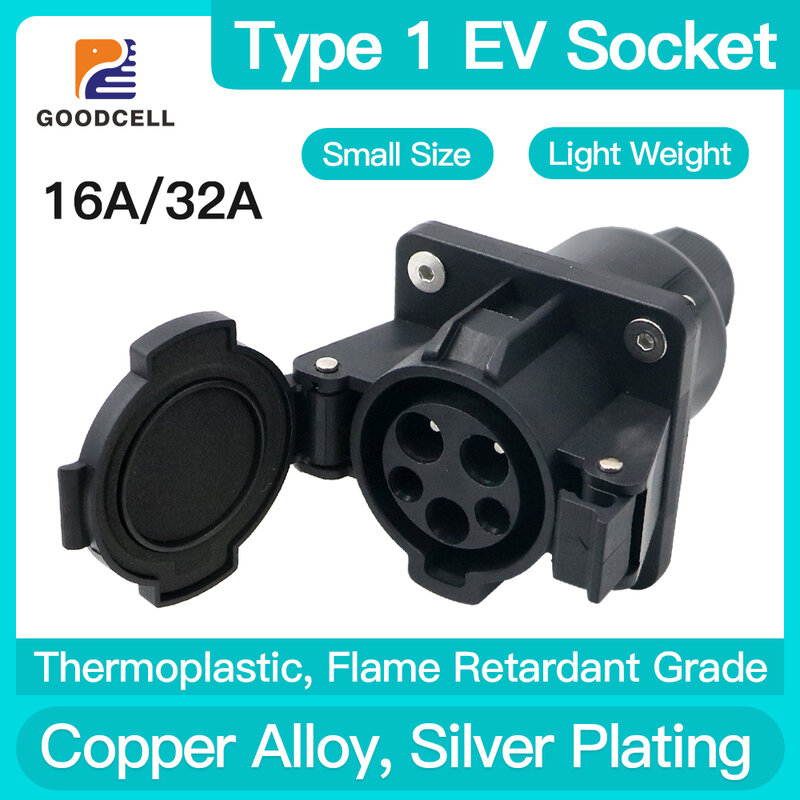 Conector de cargador estándar para coche, enchufe Ev de carga para accesorios de vehículo eléctrico, 32/50A 1P 7,2/9.2KW Tipo 1 SAE J1772