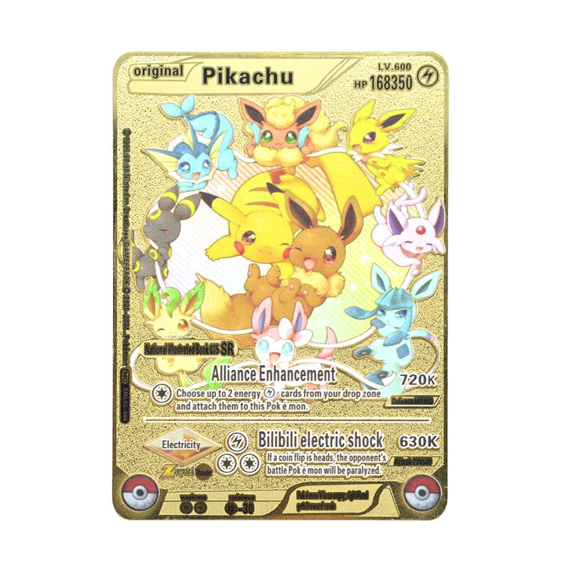 Pokemon Gold Metal Card High HP Raichu Charizard Blastoise Venusaur VMAX Great Super Card versione inglese Game Collection Card