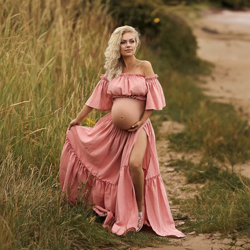 Женское платье в стиле бохо, удобная льняная хлопковая одежда для беременных, винтажное платье с коротким рукавом для фотосессии во время беременности