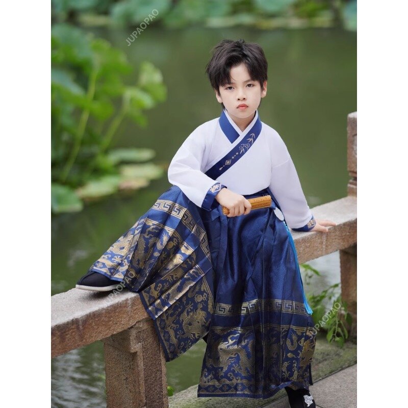 Kinder Nieuwjaarskleding Oude Bookboy Student Jurk Jongen Feest Uitvoering Fotografie Gewaad Traditionele Kostuum Chinese School Clothe