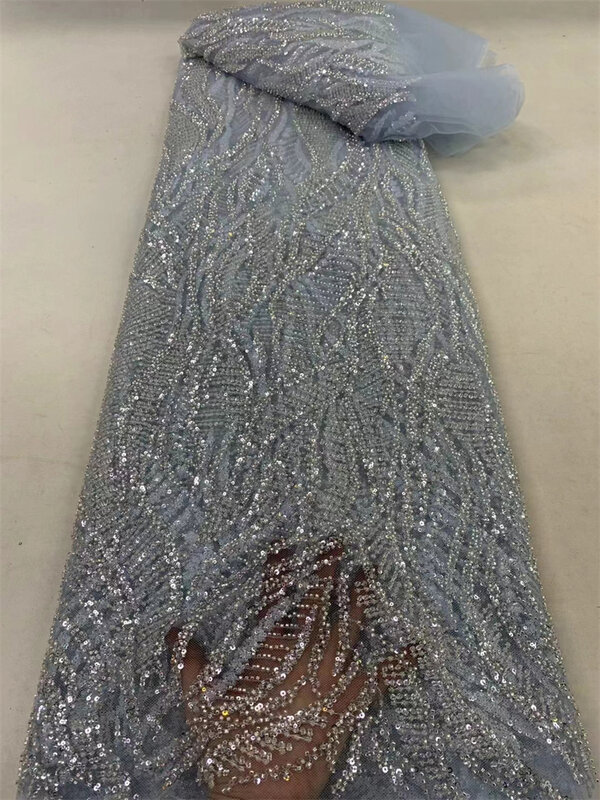 Tela de encaje de tul con lentejuelas africanas para mujer, tela de red francesa nigeriana de alta calidad, Material de vestido de novia, 5 yardas, 2024