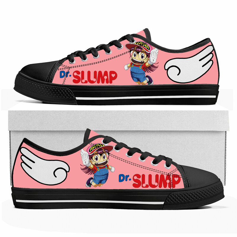 Zapatillas de lona de dibujos animados de Anime japonés, Arale Dr Slump Low Top, zapatillas de lona de alta calidad para hombres y mujeres, zapatos de pareja personalizados