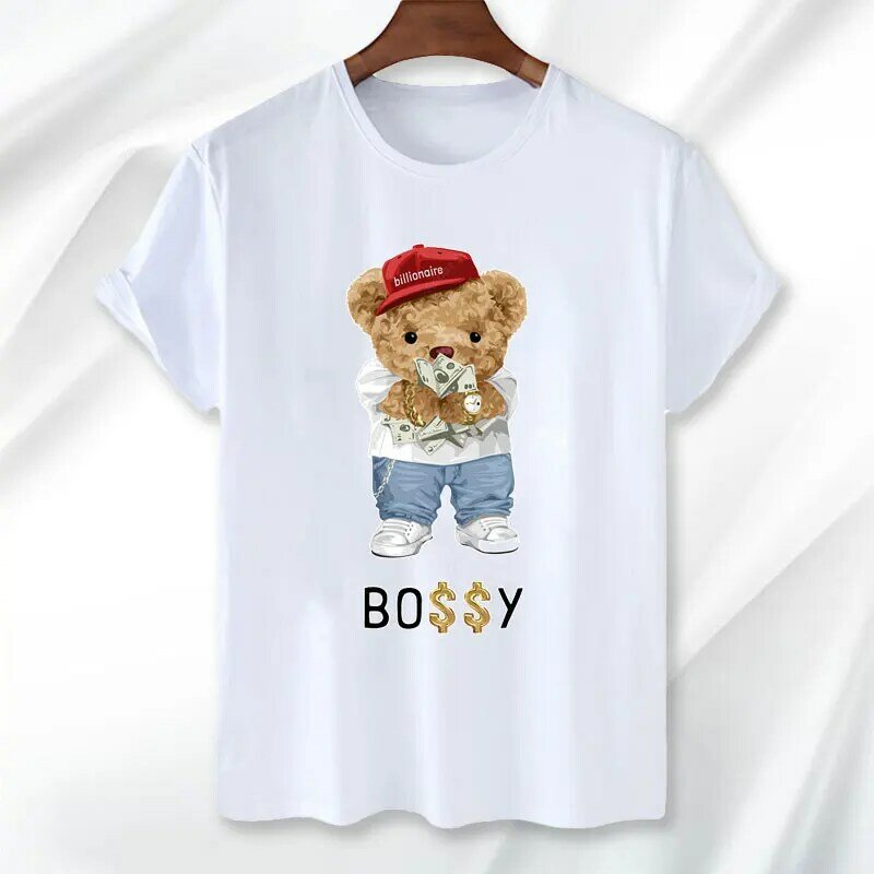 Beer Teddy Bear T-shirt Fun Teddy Bear Graphic Men Clothing Inspirational Teddy Bear Quote Printed Tshirt Summer Cotoon Tee Tops