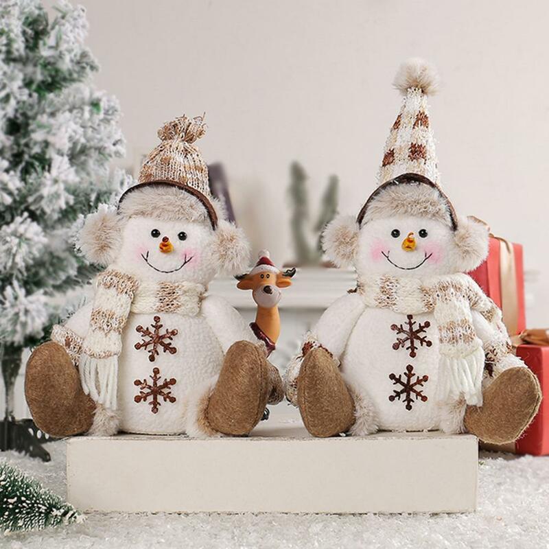Cute Home Decoration Holiday Cheer Decoration Soft Stuffed Snowman Doll Adorable Christmas Ornament Photo Prop for Kids Girls