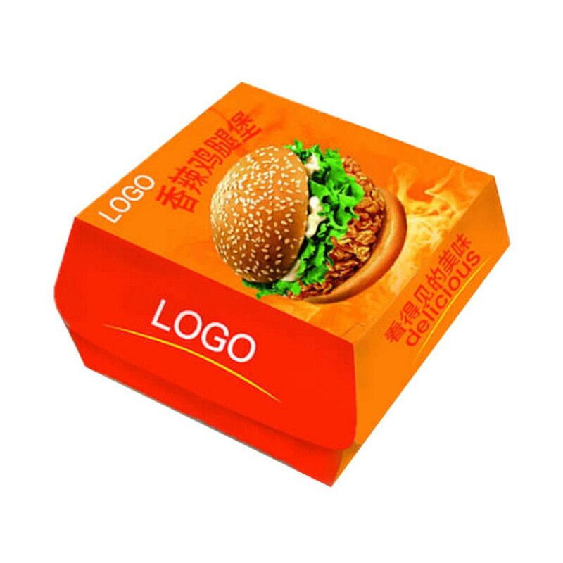 Boîte à hamburger à clapet en papier blanc, produit personnalisé Cuillère à soupe Emballage alimentaire