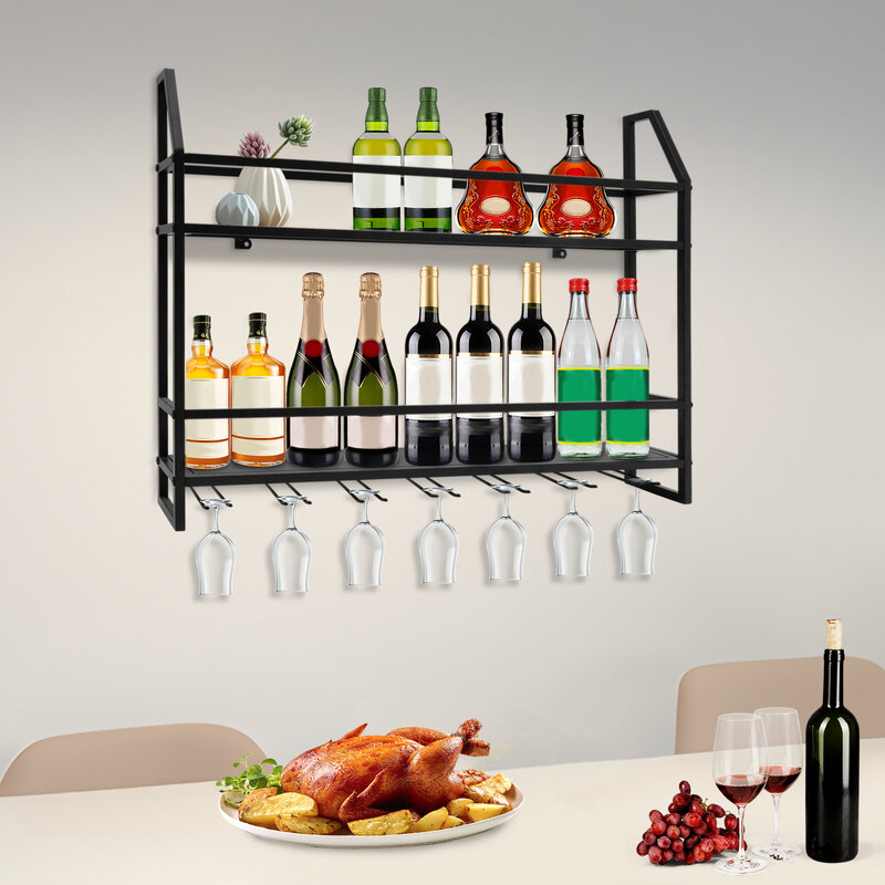 Wall Mounted Wine Glass Rack, garrafa titular, armazenamento prateleira, bar, novo