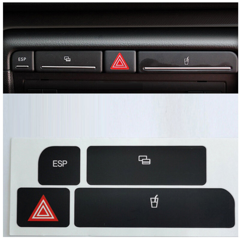 Couvercle de bouton de commutation de flash de voiture, autocollants de porte-gobelet, bouton de réparation, décoration intérieure, style de voiture, Audi A4 04-06 ESP