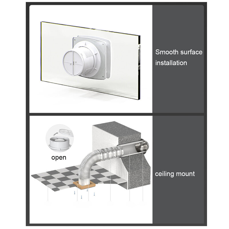 습도 센서 후면 밸브가 있는 스마트 샤워 변기 욕실 배기 선풍기, 230V 덕트, 4 인치 100mm 타이머