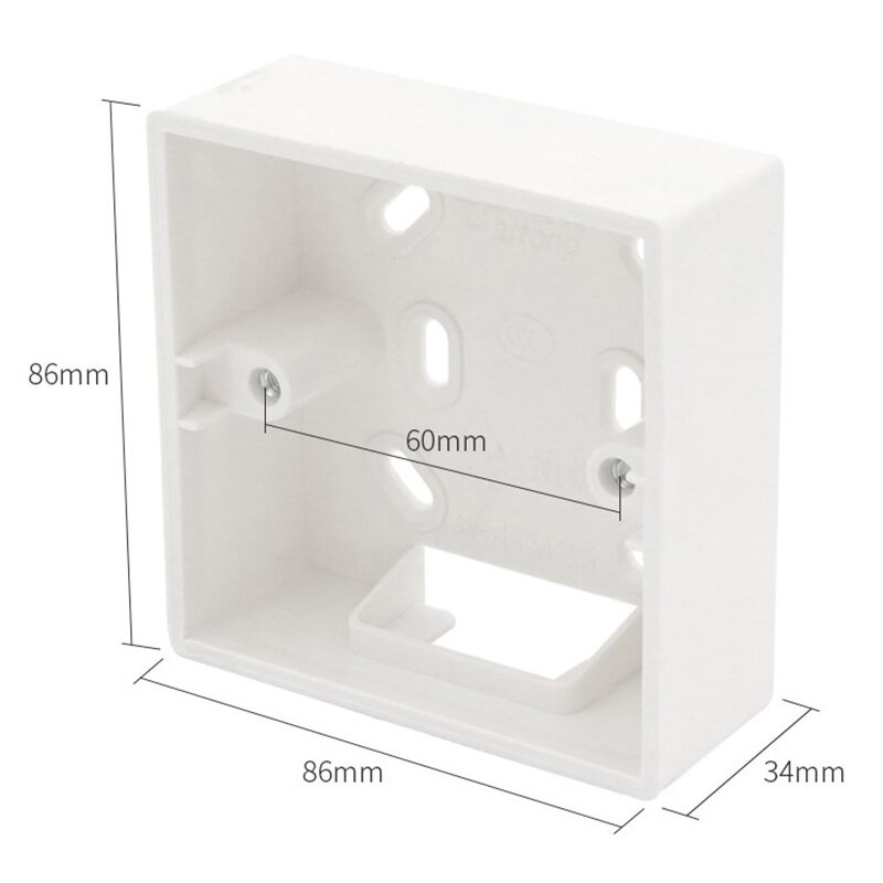 Caja de montaje externo de alta calidad, interruptores estándar, enchufes, se aplican a cualquier posición de la superficie de la pared, 86mm * 86mm * 34mm, 1pc