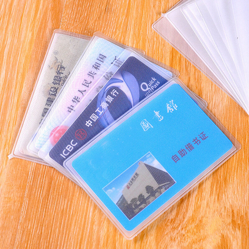 10 pçs/lote Protetor De Cartão De Crédito Do Banco Transparente Caso Titular Do Cartão De Identificação Manga Buisness Staff Work Card Cover Caso Cartões Organizador