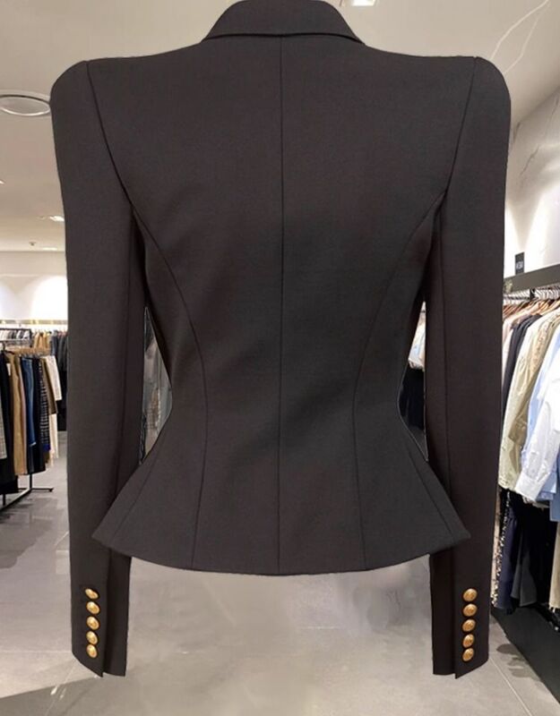 Высококачественная Модная приталенная куртка на одной пуговице с кнопкой в виде льва, Костюмные пиджаки для женщин, женские блейзеры и куртки, 2024