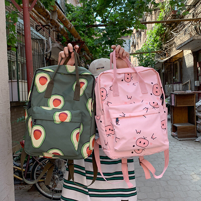 Tas wanita ransel motif buah, tas wanita ransel kasual luar ruangan, tas Travel santai