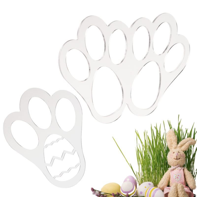 Easter Bunny Paw Stencil Acrylic Holiday Rabbit Feet Stencils Happy Easter Party Decorations DIY Easter Day Holiday Decor For