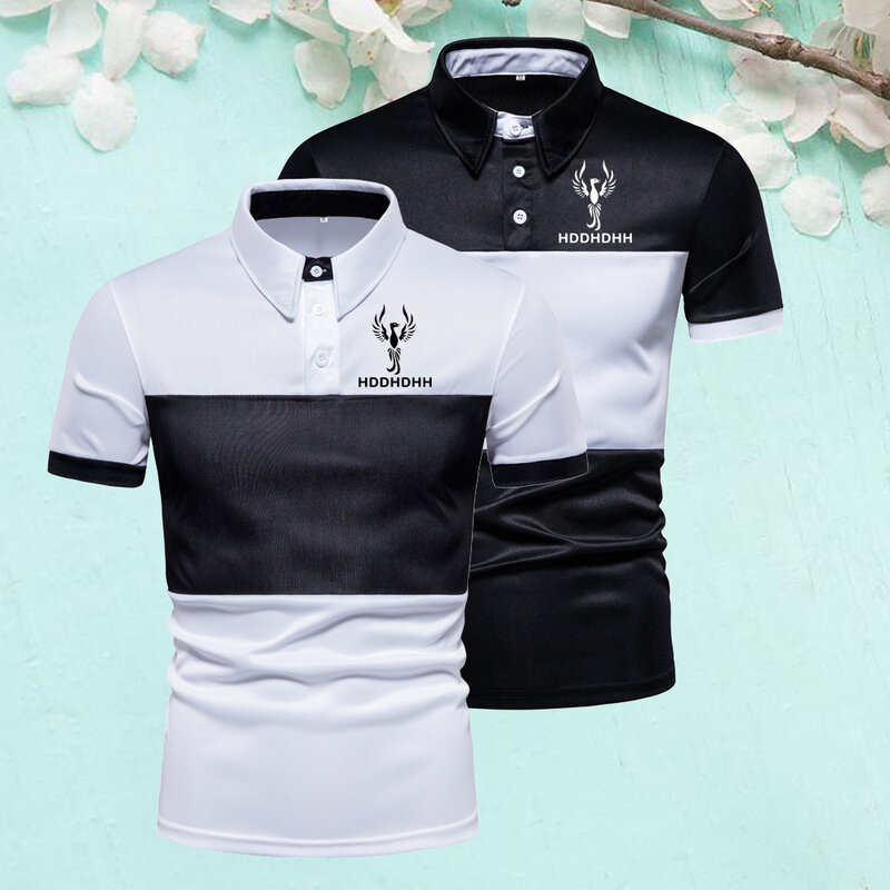 Koszulka Polo z nadrukiem marki hddhhh Casual Slim panelem sukienka z topem t-Shirt męski