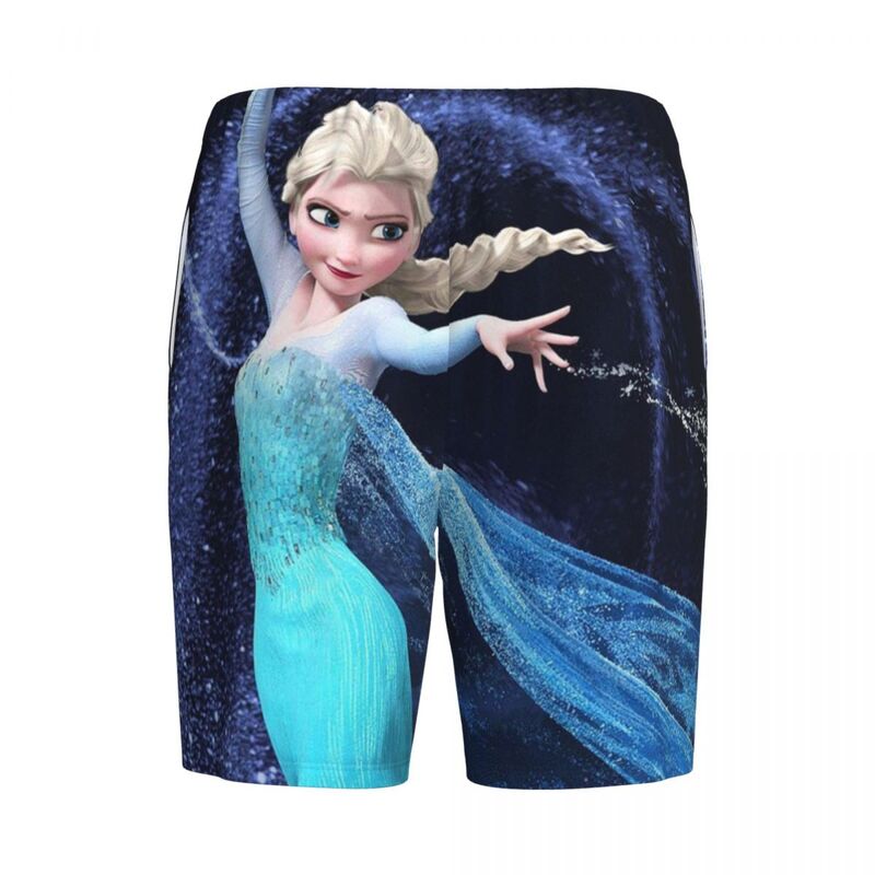Custom Cartoon Frozen Pajama Bottoms for Men Animation Elsa Lounge Sleep Shorts Stretch Sleepwear Pjs with Pockets