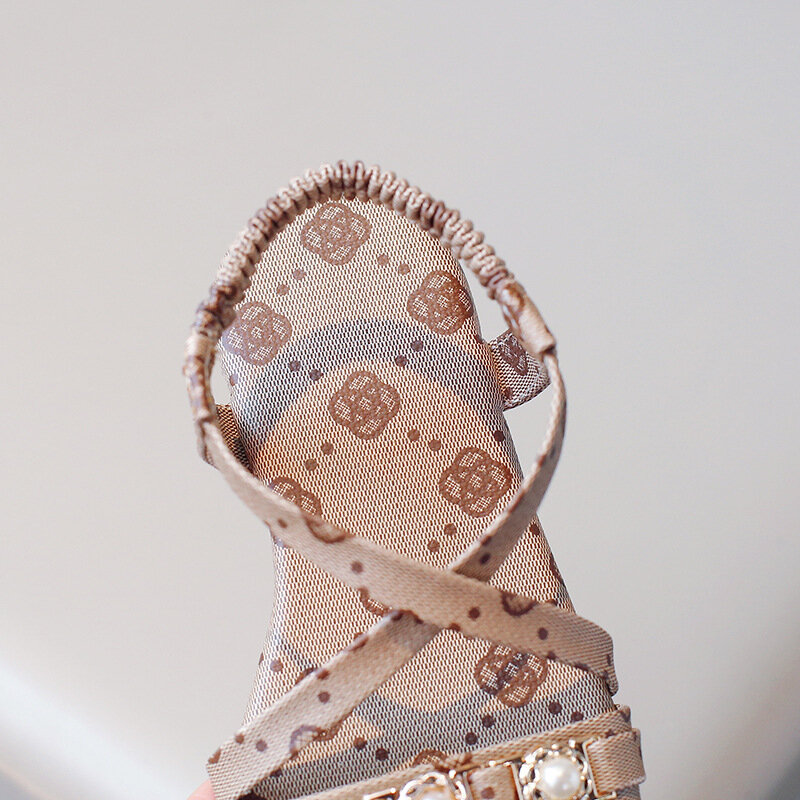 Sandales romaines avec perles pour filles, chaussures d'été pour enfants, princesse