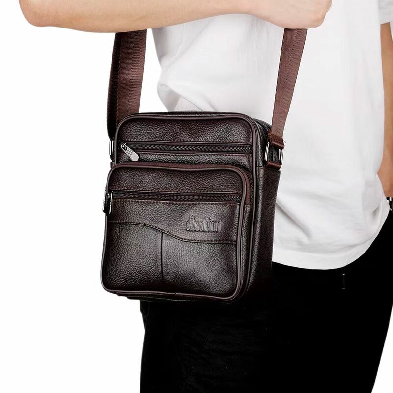 Bolso de hombro de cuero genuino de gran tamaño para hombre, bolso de mano de alta calidad, bolso de mensajero cruzado de negocios de moda