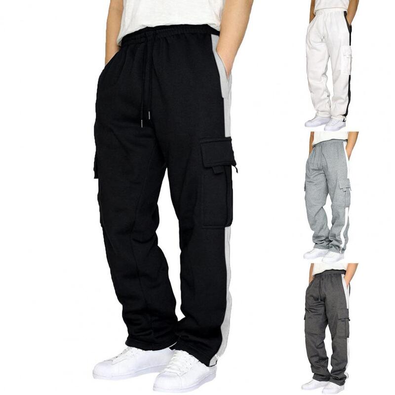 Men Work Trousers Comfortable Men's Cargo Pants with Multiple Pockets Elastic Waist Drawstring Trousers Loose-fit for Wear