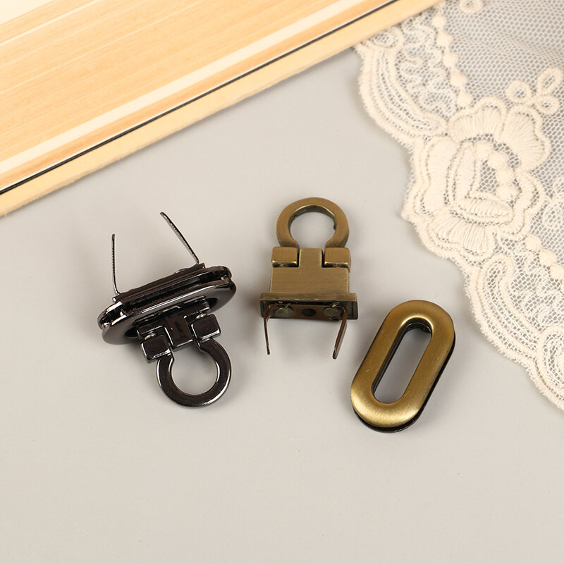 1 buah gesper logam kunci putar Aksesori tas tangan kunci putar untuk tas tangan DIY tas kerajinan dompet perangkat keras lipat membuat terjebak