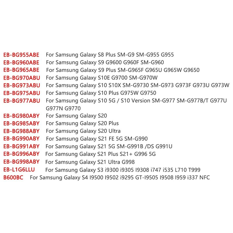 XDOU Nouveau EB-BG973ABU EB-BG975ABU EB-BG980ABY Batterie Pour Samsung Galaxy S3 S4 S8 S9 S10 S10X S10E S20 S21 FE Version Plus Ultra