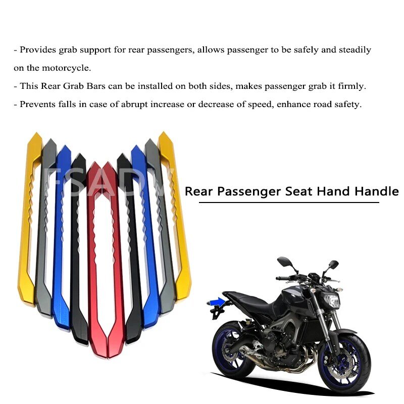 For Yamaha MT09 MT-09 FZ-09 FZ MT 09 2014-2019 2017 2018 Motorcycle Rear Grab Bars Rear Seat Pillion Passenger Grab Rail Handle