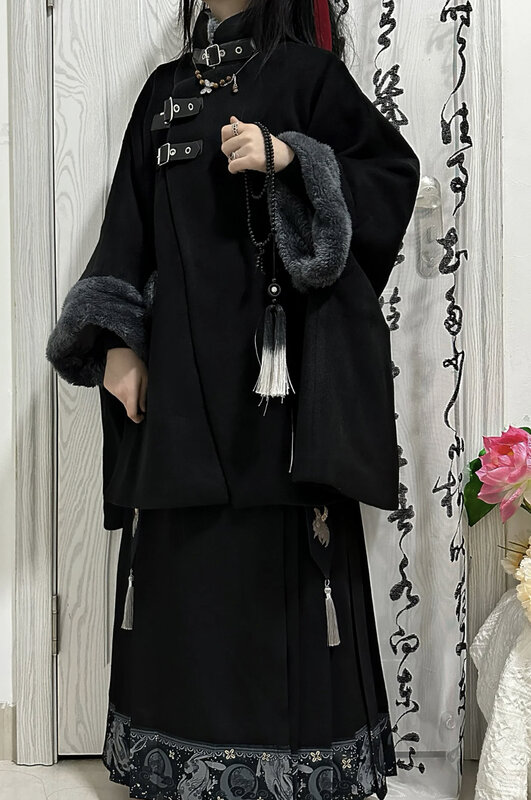 Casaco de capa de lã estilo nacional feminino, casaco de lã, estilo chinês novo outono