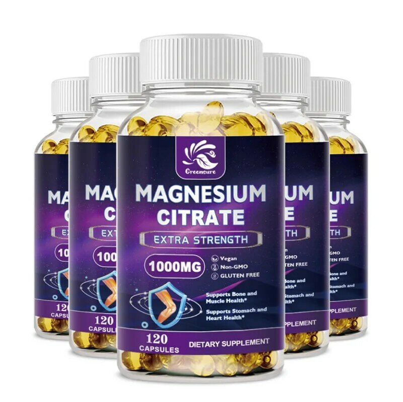 Citrato di magnesio 1000 Mg-facilmente assorbente, traccia purificata minerale-supporto muscolare, nervoso ed energetico, Non ogm