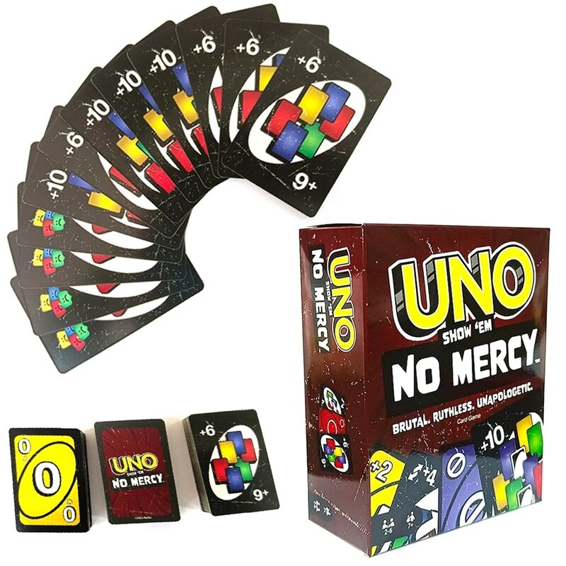 Jeu de société Uno No Mercy pour enfants, cartes UNO, table, fête de famille, divertissement, anniversaire, Noël