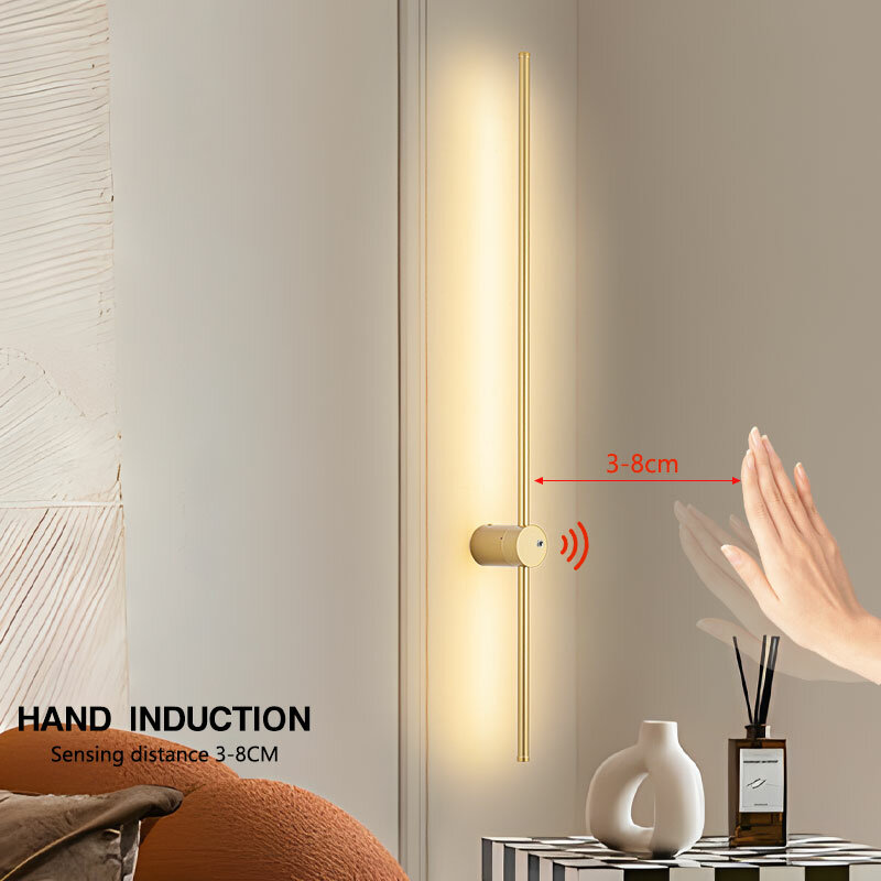 Moderna lampada da parete a LED sensore di induzione interruttore parete Scone soggiorno camera da letto minimalista applique da parete TV comodino illuminazione interna